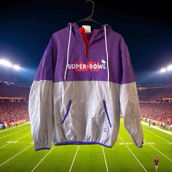 NFL Other - Super Bowl LVIII Pepsi Windbreaker L Purple Hooded 1/4 Zip Anorak NFL Fan Gear